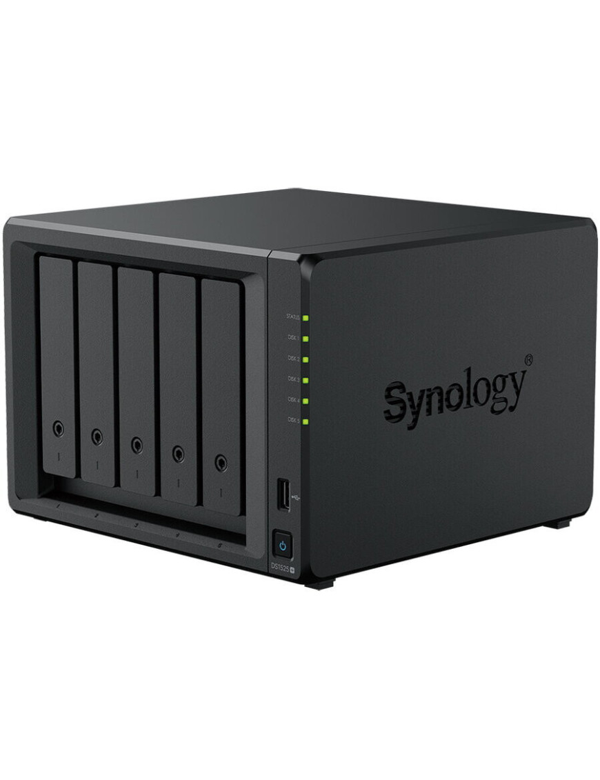NAS Synology DS1525+, 5 Bay, AMD Ryzen Quad-Core V1500B, 8GB DDR4, M.2 NVMe, 2x 2.5GbE, 2x USB 3.2 Gen 1, 2x USB-C