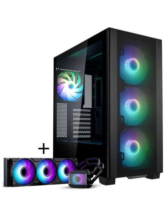 Carcasă Phanteks XT Pro Ultra + Glacier One 360M25 Gen2 AiO, Mid-Tower, E-ATX/ATX/Micro-ATX/Mini-ITX, Tempered Glass, D-RGB, Bla