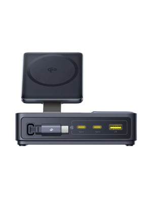 Stație de încărcare wireless Baseus Nomos 5in1 cu afișaj digital și porturi multiple
