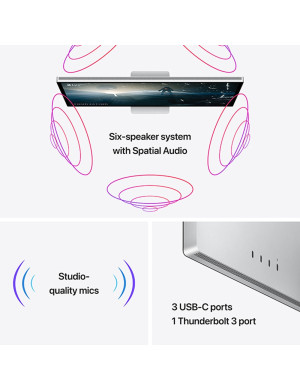 Monitor APPLE Studio Display, 27 Inch, 5K Retina, WebCam 12MP, Standard Glass, VESA Mount Adapter, Silver