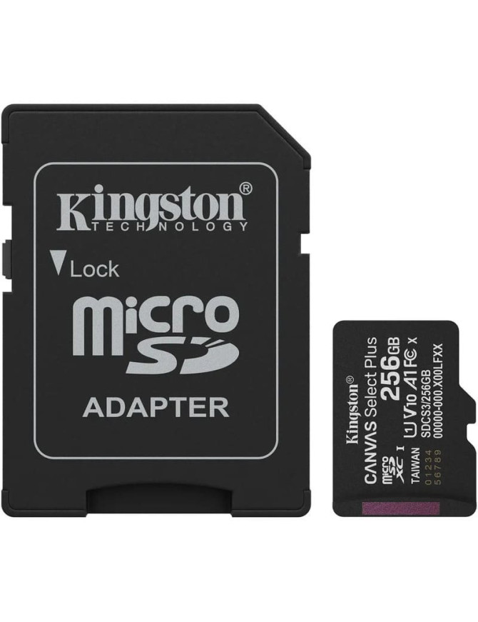 Card de memorie KINGSTON Canvas Select Plus SDCS3/256GB, microSDXC, 256GB + Adaptor