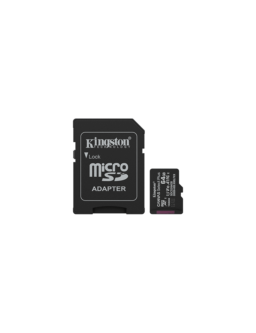 Card de memorie KINGSTON Canvas Select Plus SDCS3/64GB, microSDXC, 64GB + Adaptor