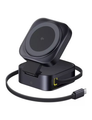 Incarcator wireless BASEUS PicoGo 2-in-1 Qi2, 67W, Cablu incorporat UBS-C, Black