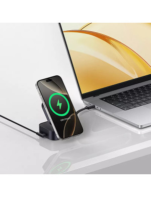Incarcator wireless BASEUS PicoGo 2-in-1 Qi2, 67W, Cablu incorporat UBS-C, Black