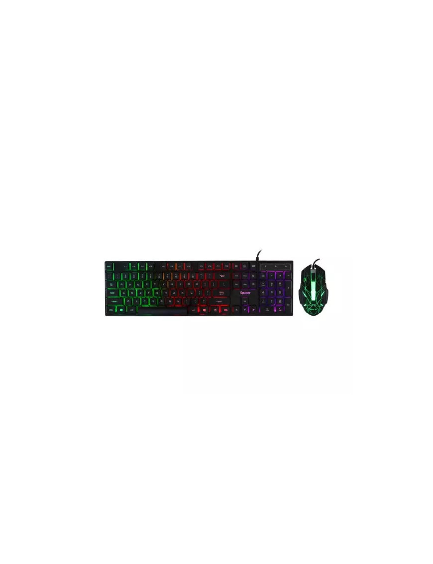 Kit Tastatură și Mouse Gaming SPACER SP-GK-01 RGB USB Negru