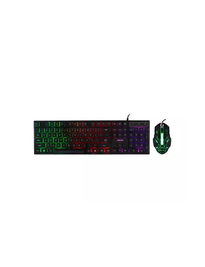 Kit Tastatură și Mouse Gaming SPACER SP-GK-01 RGB USB Negru