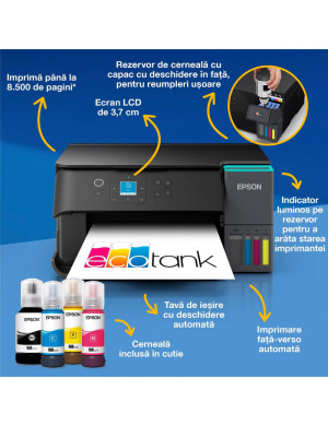 Multifunctionala Epson EcoTank L4360 C11CL41408, InkJet CISS, Color, A4, Duplex, Wi-Fi. Negru