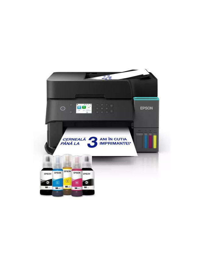 Multifuncțional InkJet CISS Epson EcoTank L6370 C11CL43403, Color, A4, Duplex, Wi-Fi, LAN și USB, Negru