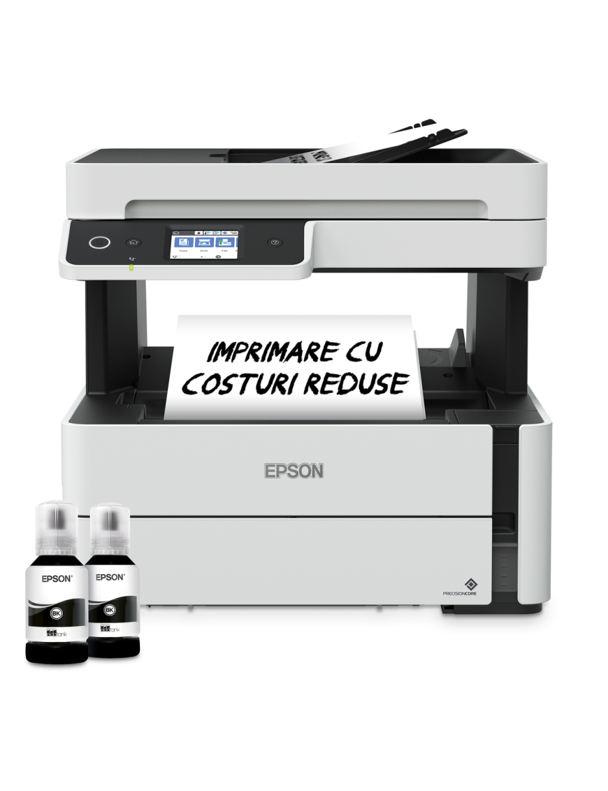 Multifunctional Epson EcoTank M3170, InkJet CISS, Monocrom, A4, Retea, Wi-Fi, Alb/Negru