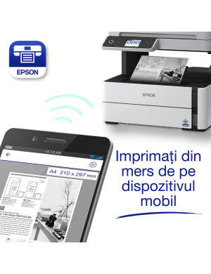 Multifunctional Epson EcoTank M3170, InkJet CISS, Monocrom, A4, Retea, Wi-Fi, Alb/Negru