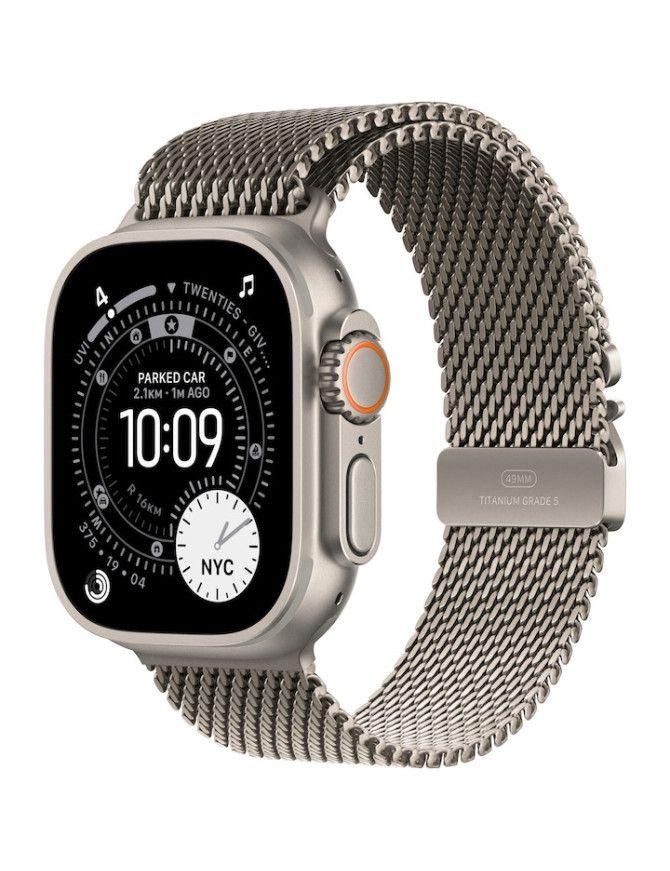 APPLE Watch Ultra 3, GPS + Cellular, Carcasa Natural Titanium 49mm, Natural Titanium Milanese Loop - Large