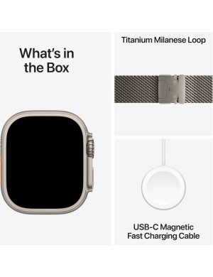 APPLE Watch Ultra 3, GPS + Cellular, Carcasa Natural Titanium 49mm, Natural Titanium Milanese Loop - Large
