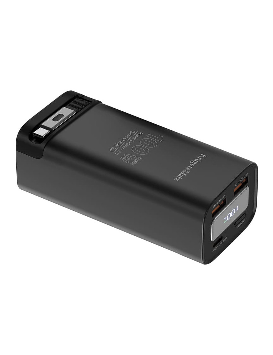 PowerBank KRUGER & MATZ KM0915, 20000 mAh, 100W, 2 x USB-A, 1 x USB-C, Cablul USB-C incorporat, Black