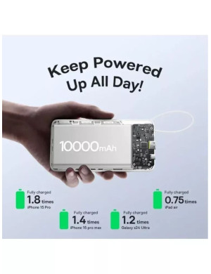 Powerbank Baseus Bipow 2 10000mAh 20W cu cablu USB-C integrat și afișaj inteligent