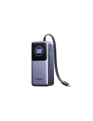 PowerBank UGREEN PB723, 20000 mAh, 130W, 1 x USB-A, 2 x USB-C, Cablul USB-C incorporat, Gray