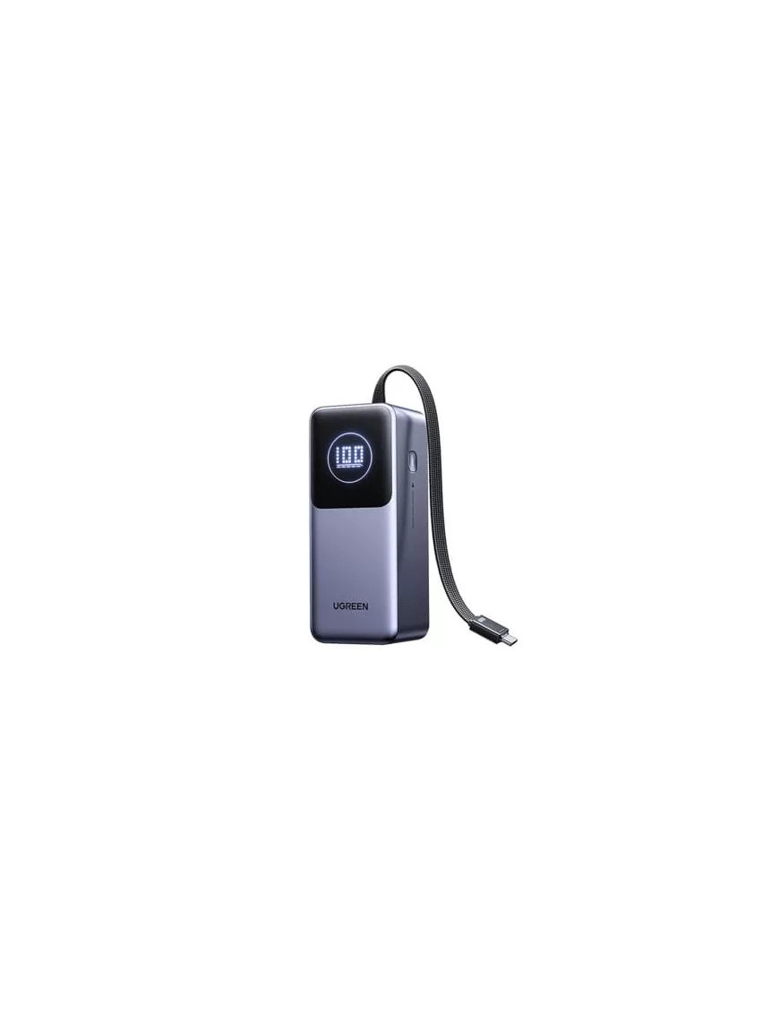 PowerBank UGREEN PB723, 20000 mAh, 130W, 1 x USB-A, 2 x USB-C, Cablul USB-C incorporat, Gray