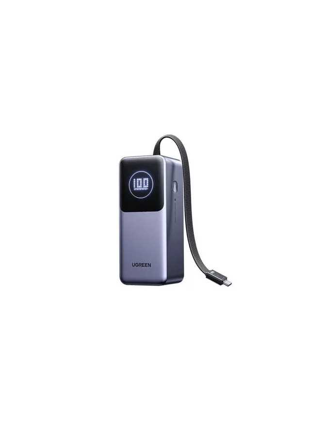 PowerBank UGREEN PB723, 20000 mAh, 130W, 1 x USB-A, 2 x USB-C, Cablul USB-C incorporat, Gray