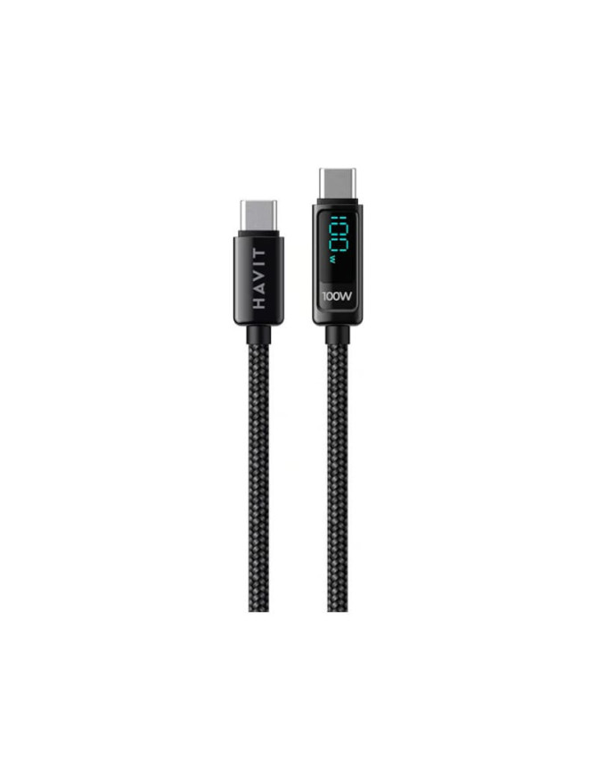 Cablu de date si incarcare HAVIT HVCB-CB6247-BK, USB-C la USB-C, 2 m, 100 W, Negru
