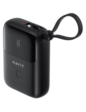 PowerBank HAVIT PB5215-BK, 10000 mAh, 20 W, 2x USB-C, 1x Lightning, Black