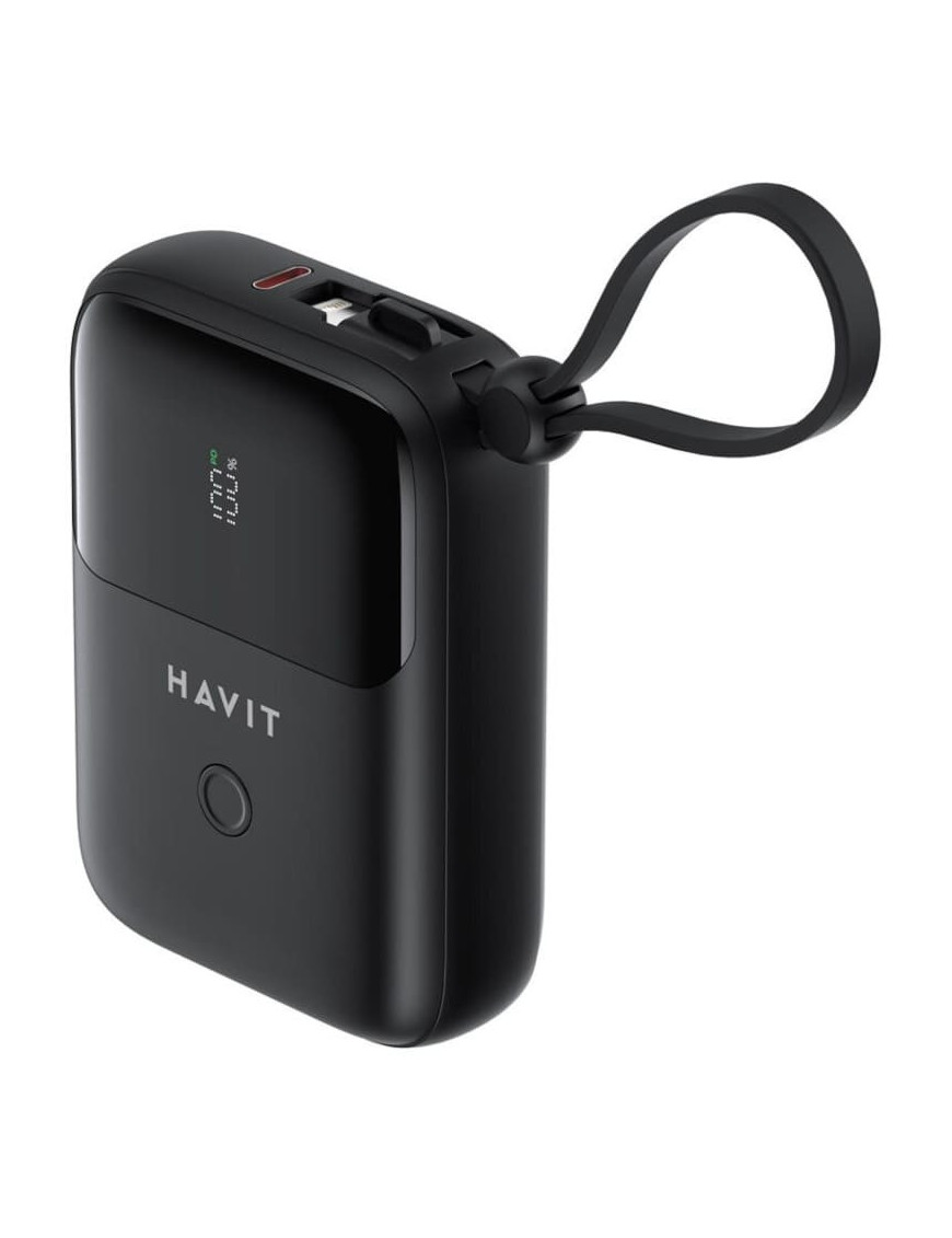 PowerBank HAVIT PB5215-BK, 10000 mAh, 20 W, 2x USB-C, 1x Lightning, Black