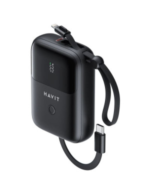 PowerBank HAVIT PB5215-BK, 10000 mAh, 20 W, 2x USB-C, 1x Lightning, Black