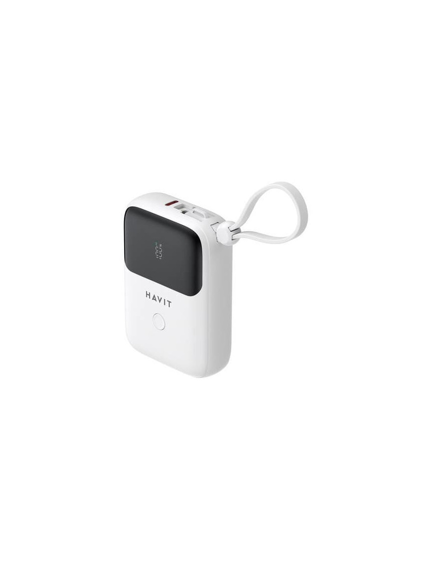 PowerBank HAVIT PB5215-WH, 10000 mAh, 20 W, 2x USB-C, 1x Lightning, White