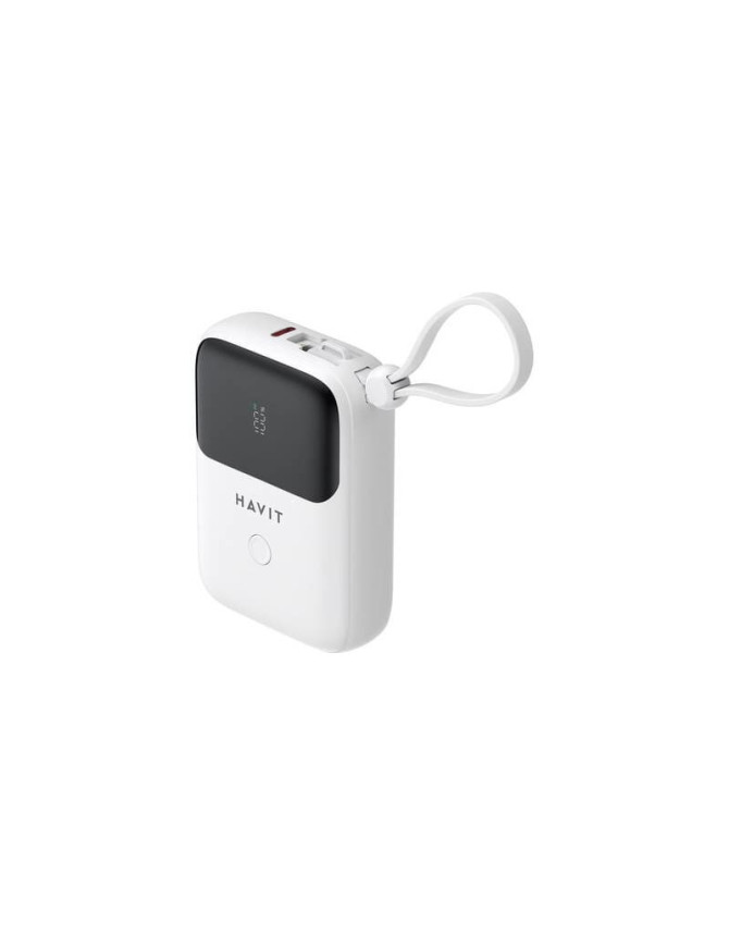 PowerBank HAVIT PB5215-WH, 10000 mAh, 20 W, 2x USB-C, 1x Lightning, White