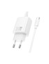 Incarcator retea HOCO N63, 30W, 1x USB-C, 1x USB-A, White + Cablu USB-C