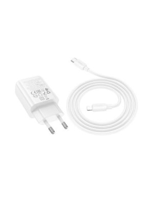 Incarcator retea HOCO N63, 30W, 1x USB-C, 1x USB-A, White + Cablu Lightning
