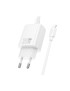 Incarcator retea HOCO N63, 30W, 1x USB-C, 1x USB-A, White + Cablu Lightning