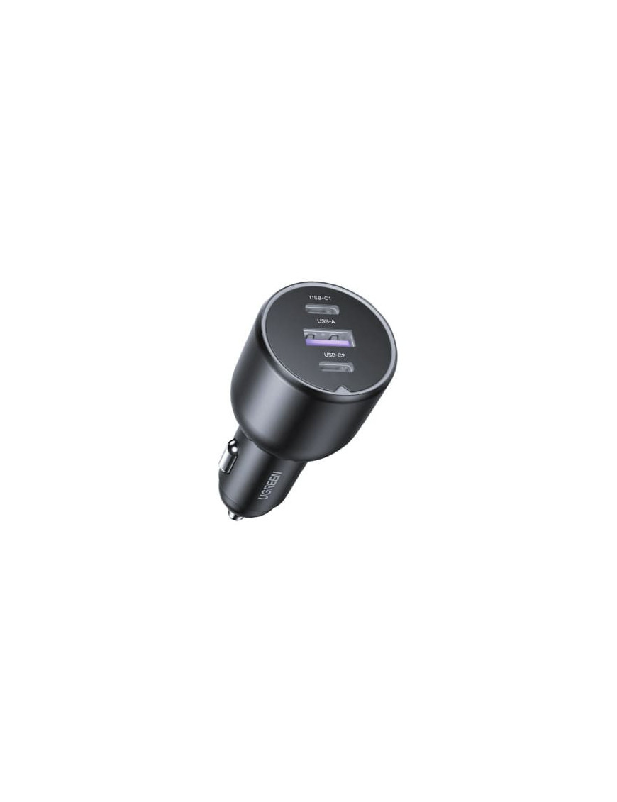 Incarcator auto UGREEN EC705, 1 x USB-A, 2 x USB-C, 130W, Black + Cablu USB-C