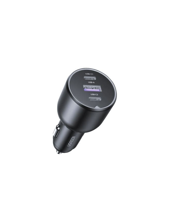 Incarcator auto UGREEN EC705, 1 x USB-A, 2 x USB-C, 130W, Black + Cablu USB-C