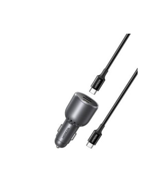 Incarcator auto UGREEN EC705, 1 x USB-A, 2 x USB-C, 130W, Black + Cablu USB-C