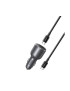 Incarcator auto UGREEN EC705, 1 x USB-A, 2 x USB-C, 130W, Black + Cablu USB-C