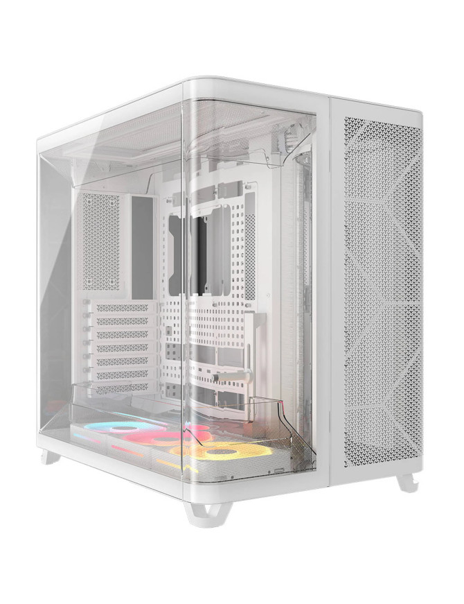 Carcasa CORSAIR AIR 5400 LX-R LINK, Mid-Tower, ATX/Micro-ATX/Mini-ITX, Tempered Glass, 3x LX120 RGB Fans, White