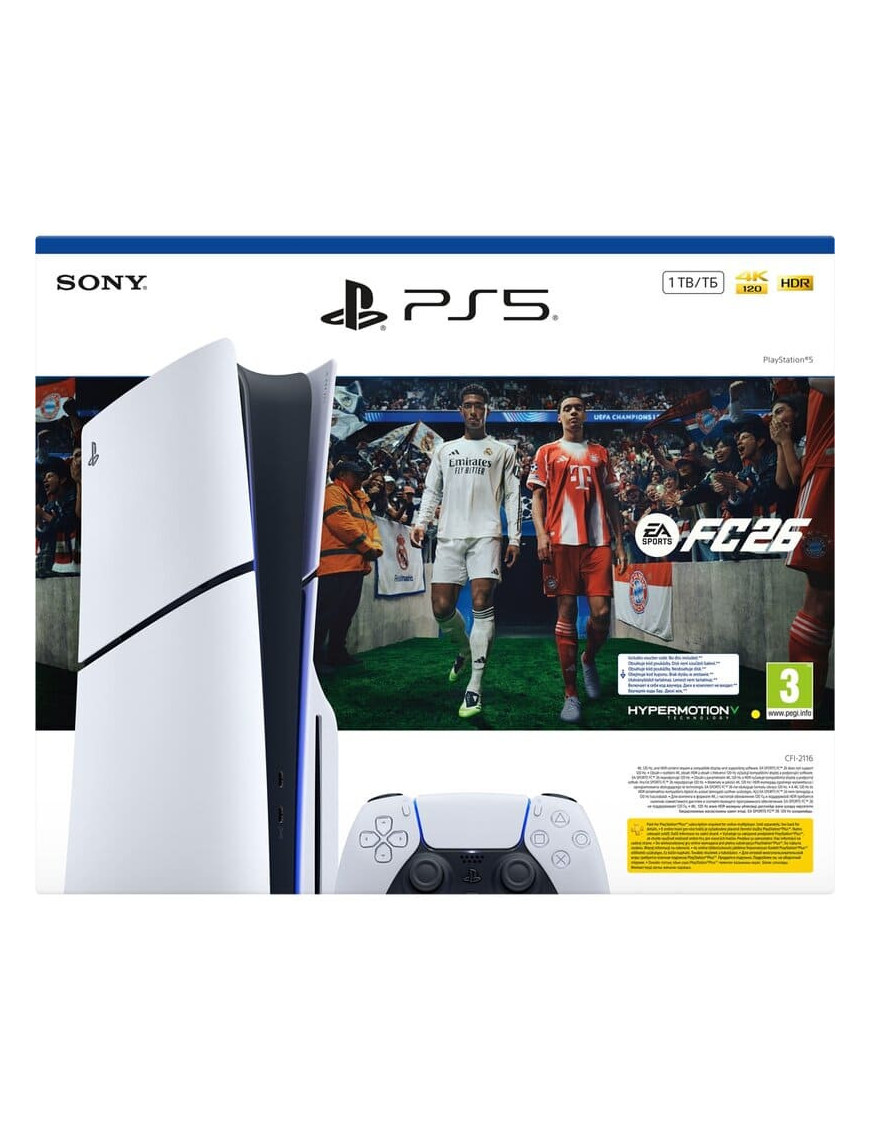 Consola SONY PlayStation 5 Slim (PS5), 1TB, E-Chassis + EA Sports FC 26, White