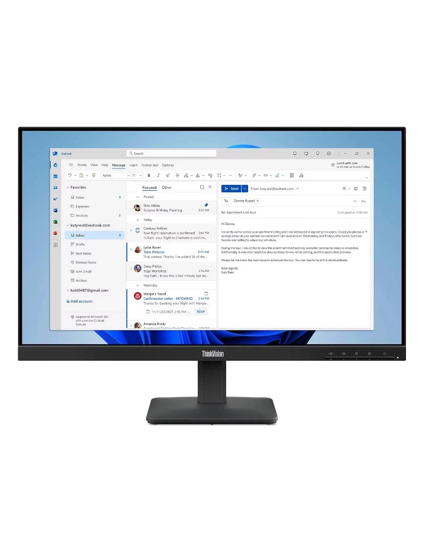 Monitor LED LENOVO ThinkVision S24-4e, 23.8 inch, FHD, IPS, 4 ms, 100 Hz, Black