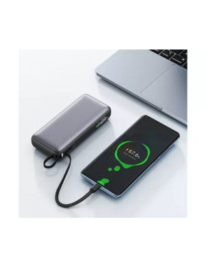 PowerBank ACEFAST M22-20000, 20000 mAh, 130 W, Display Digital, USB-C, USB, Cablu USB-C integrat, Gray
