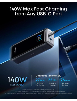 PoweBank ANKER Prime A110AH11, 26.250 mAh, 300W, 2x USB-C, 1x USB-A, Smart Display, Black