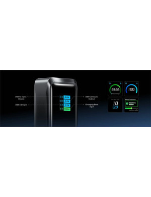 PoweBank ANKER Prime A110AH11, 26.250 mAh, 300W, 2x USB-C, 1x USB-A, Smart Display, Black