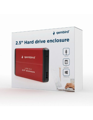 Rack HDD Gembird EE2-U3S-2-R, SATA-USB3.0, 2.5inch, Red/Black