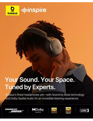 Casti wireless BASEUS Inspire XH1, Sound by Bose®, Dolby Audio, Bluetooth 6.1, Black