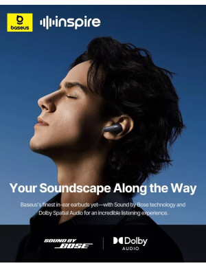 Casti wireless BASEUS Inspire XP1, Sound by Bose®, Dolby Audio, Bluetooth 6.1, Black