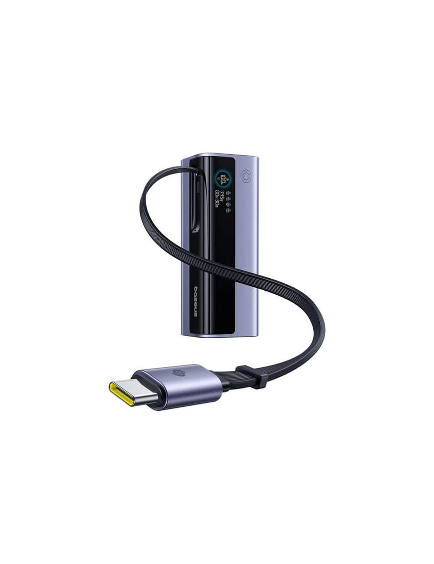 PowerBank BASEUS EnerGeek GR11, 20.000 mAh, 145W, 2x USB-C, 1x USB-A, Smart Display, Cablu retractabil, Black/Gray