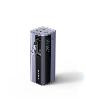 PowerBank BASEUS EnerGeek GR11, 20.000 mAh, 145W, 2x USB-C, 1x USB-A, Smart Display, Cablu retractabil, Black/Gray