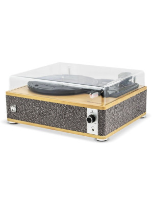 Pick-up, Electromures EM 1021 Bamboo Edition, 6 W, Bluetooth, Aux in, ac safir, difuzor stereo incorporat, oprire automata, capac transparent din plastic, bej + gri
