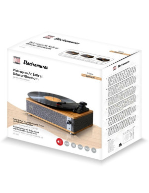 Pick-up, Electromures EM 1021 Bamboo Edition, 6 W, Bluetooth, Aux in, ac safir, difuzor stereo incorporat, oprire automata, capa