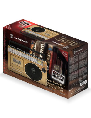Radio casetofon, Electromures EM 1011, FM / AM / SW1 / SW2, 7 W, Bluetooth, USB, slot card microSD / TF, inregistrare, microfon,