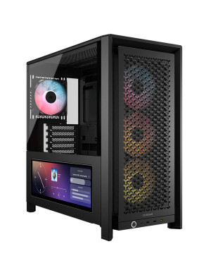Carcasa CORSAIR 4000D RGB AIRFLOW LCD, Mid-Tower, ATX/Micro-ATX/Mini-ITX, Tempered Glass, 3x RS120 ARGB PWM Fans, Black