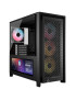 Carcasa CORSAIR 4000D RGB AIRFLOW LCD, Mid-Tower, ATX/Micro-ATX/Mini-ITX, Tempered Glass, 3x RS120 ARGB PWM Fans, Black